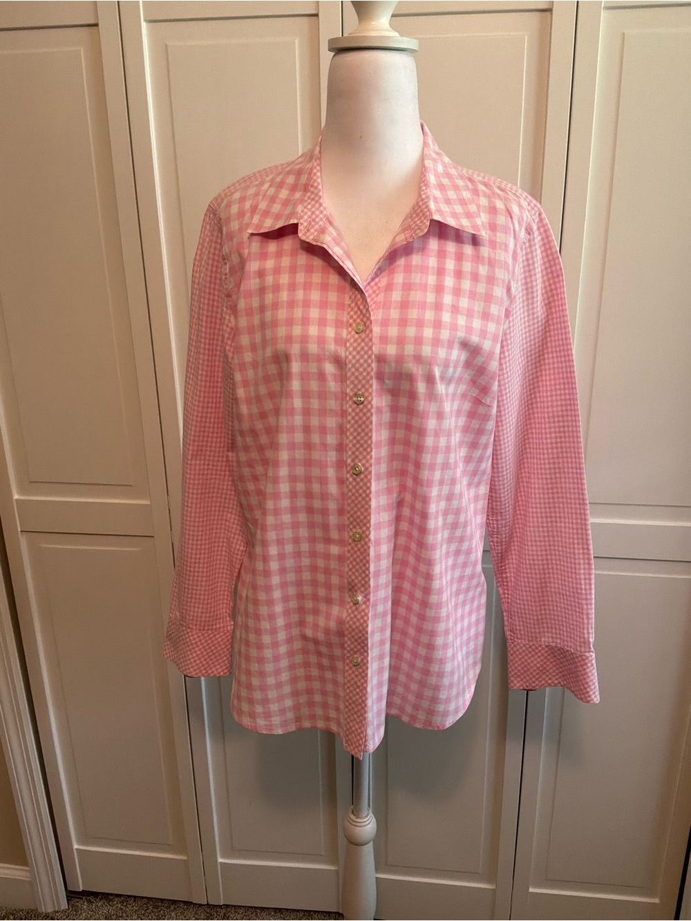 Talbots Pink Gingham Button-Down Shirt